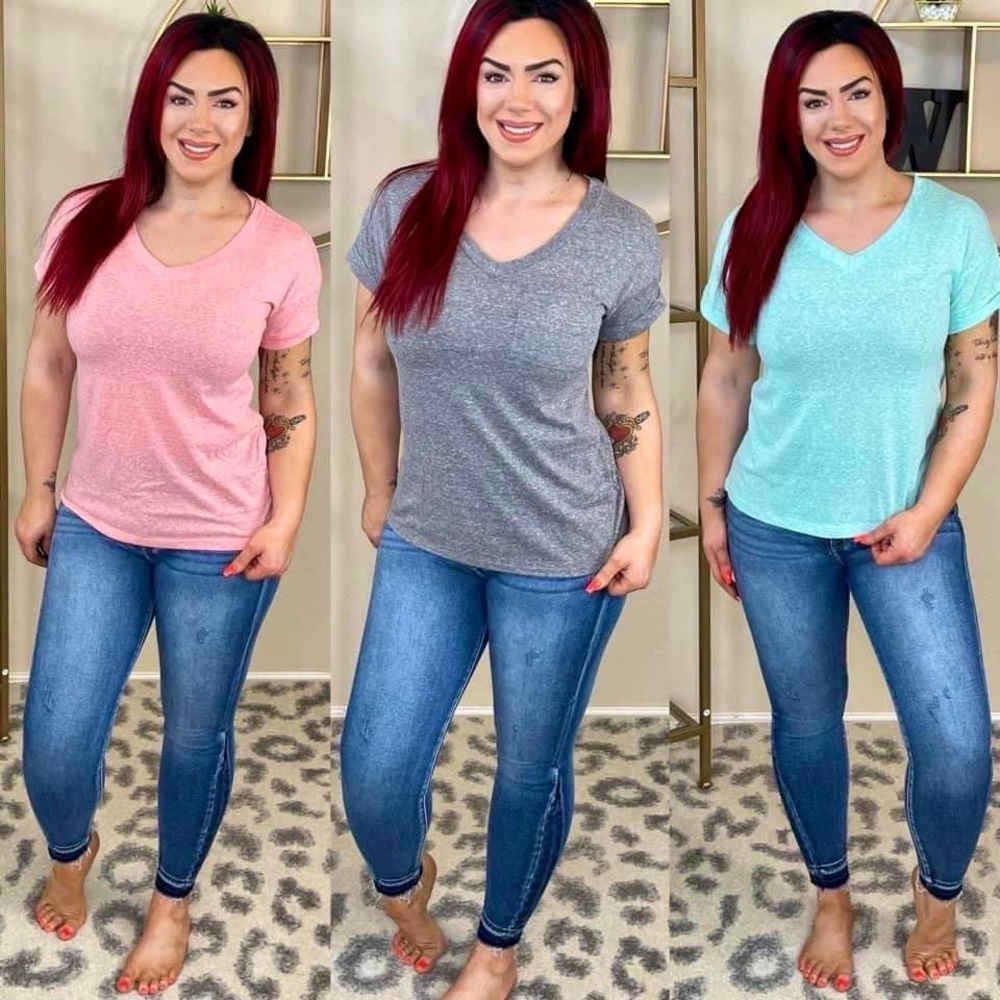 Gray Basic Vneck Top
